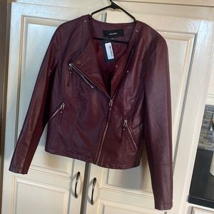 Vero moda burgundy leather jacket